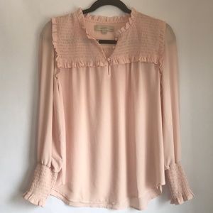 Loft Soft Pink Career Sheer Blouse Petite